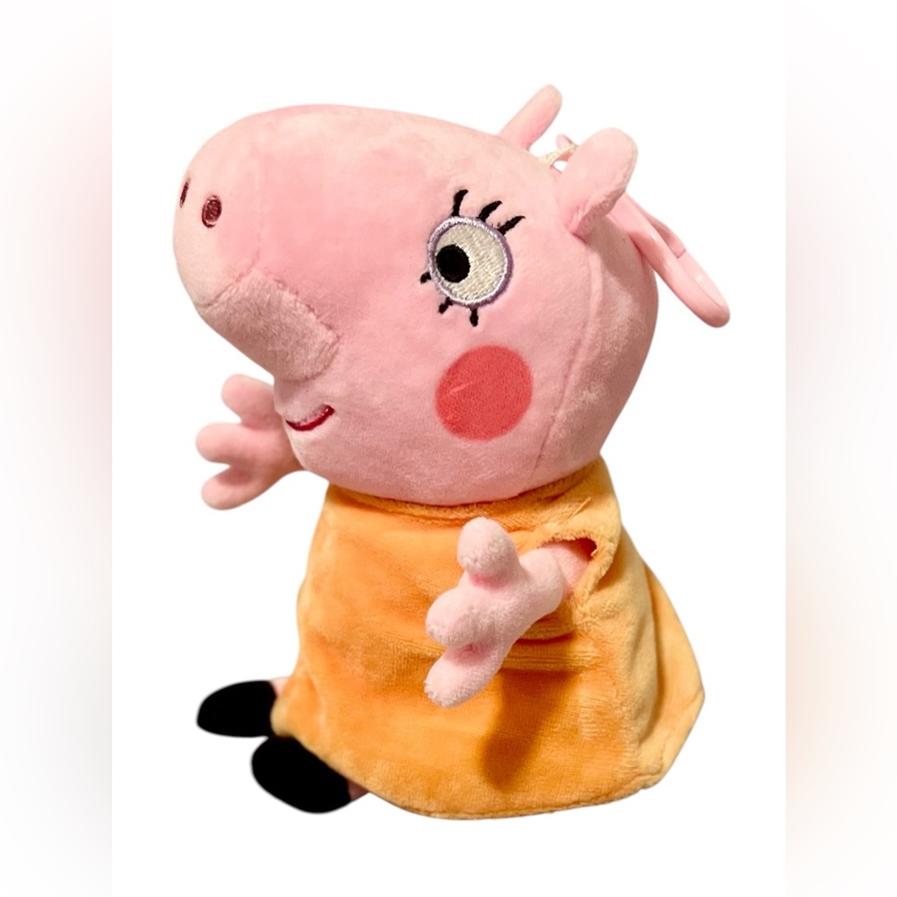 Peppa Pig Plush Toy with Clip Orange Dress Soft Stuffed Animal